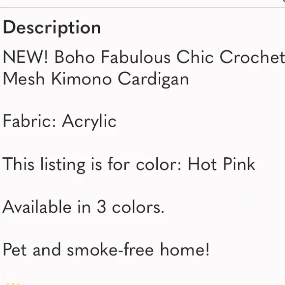 Vibrant Pink Open Knit Cardigan Layering Light Sweater NEW - Mesh Kimono Crochet - Picture 5 of 7